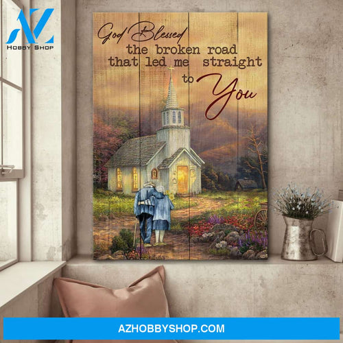 Old couple - God blessed the broken road - Couple Portrait Canvas Prints - Wall Art