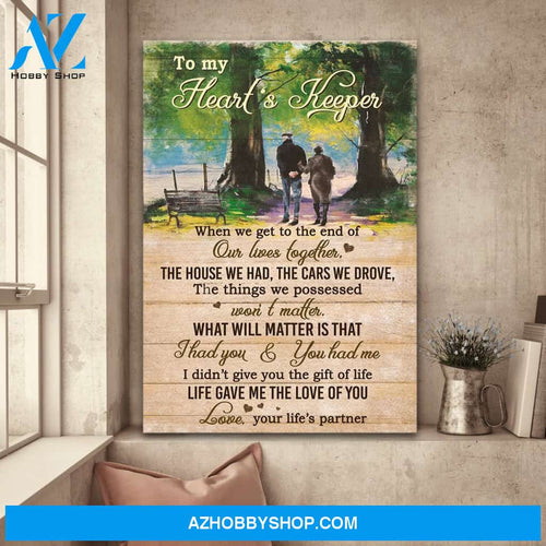 Old couple walking in park - Life gave me the love of you - Couple Portrait Canvas Prints, Wall Art