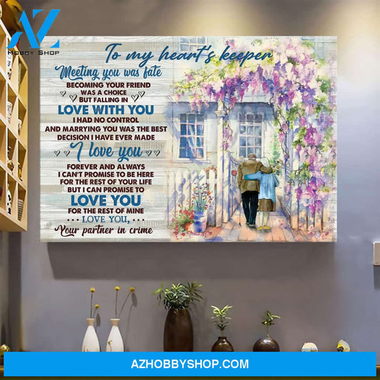 Old couple with flower house - To my heart's keeper - Couple Landscape Canvas Prints - Wall Art
