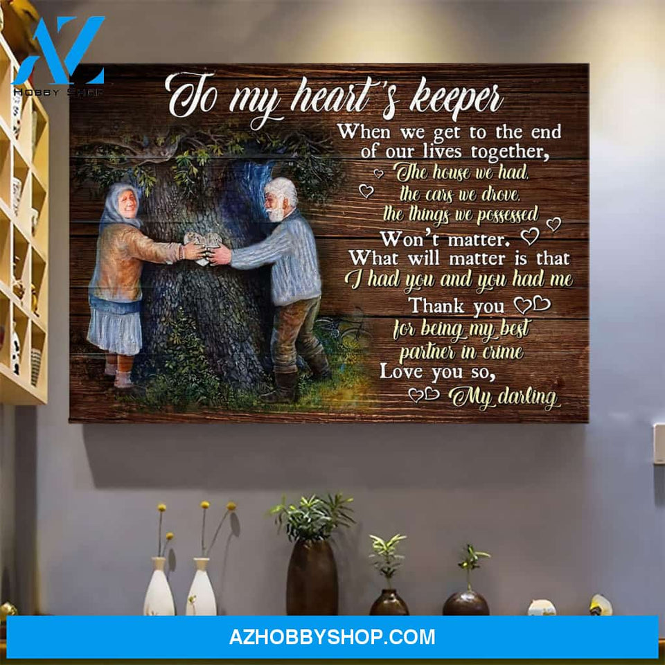 Old couple with love tree - To my heart's keeper - Couple Landscape Canvas Prints - Wall Art