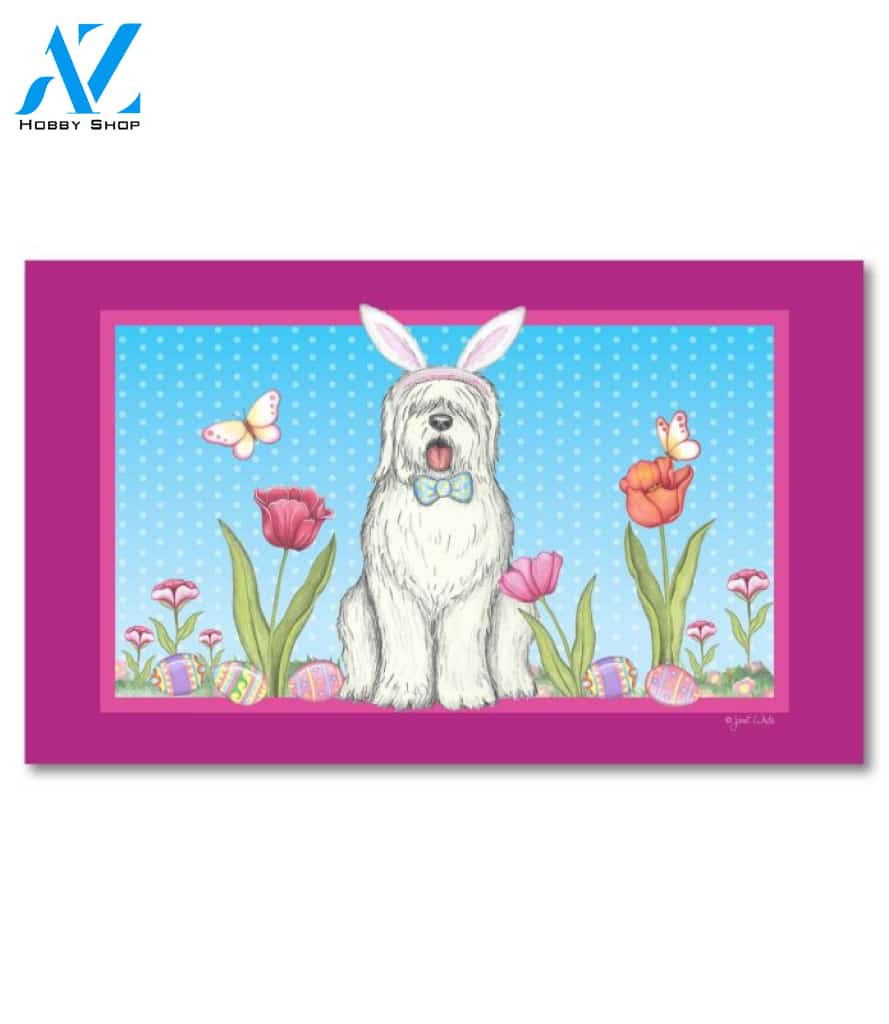Old English Sheepdog Bunny Ears Doormat - 18" x 30"