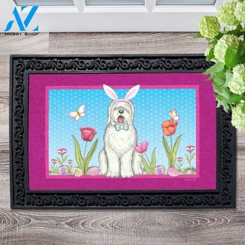 Old English Sheepdog Bunny Ears Doormat