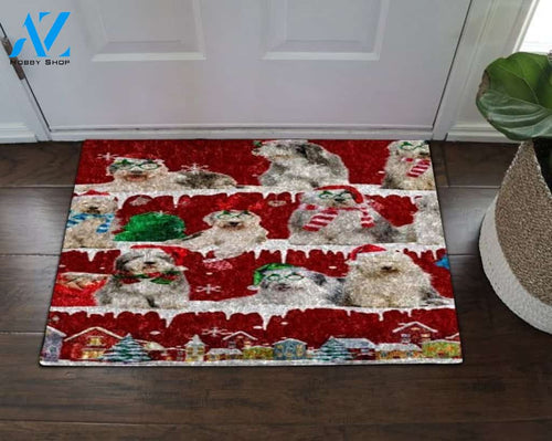 Old English Sheepdog Snow Christmas Doormat