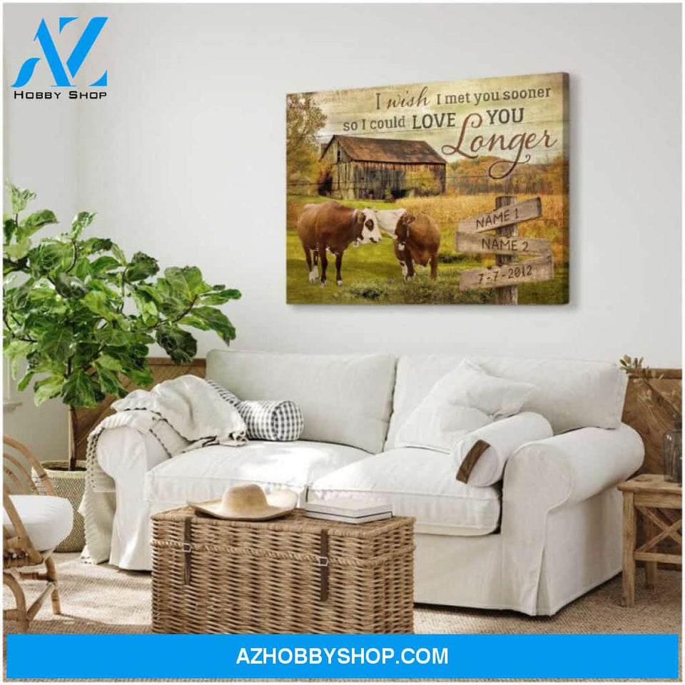 Old Farm and Couple Kissing Cows I wish I met you sooner Wakk Canvas And Poster, Wall Decor Visual Art