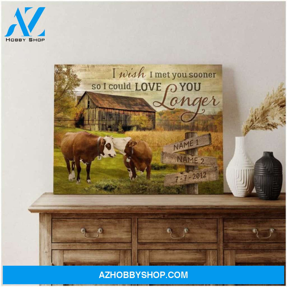 Old Farm and Couple Kissing Cows I wish I met you sooner Wakk Canvas And Poster, Wall Decor Visual Art