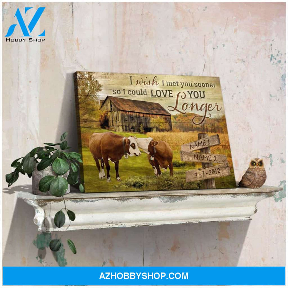 Old Farm and Couple Kissing Cows I wish I met you sooner Wakk Canvas And Poster, Wall Decor Visual Art