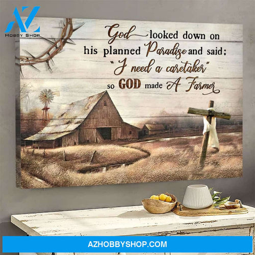 Old farm - God looked down on his planned paradise - Farm Landscape Canvas Prints - Wall Art