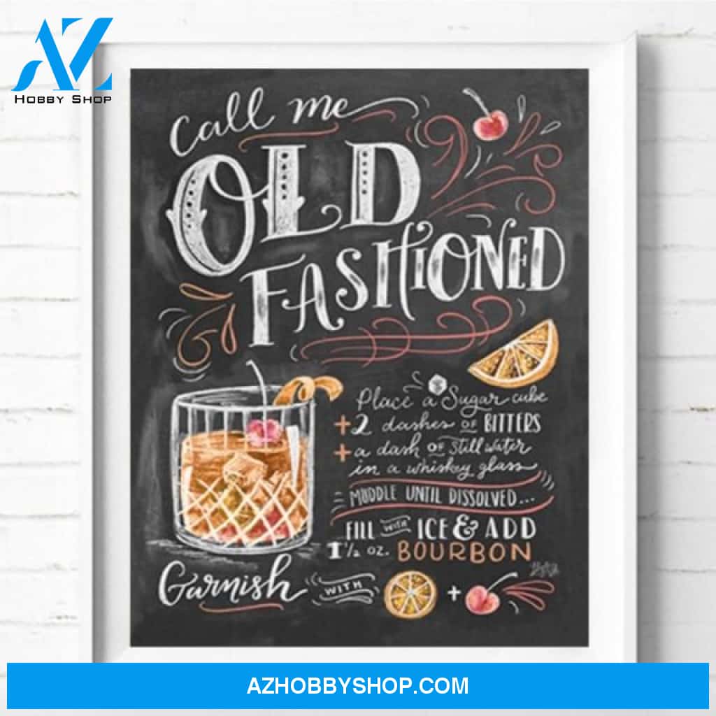 Old fashioned drink cocktail recipe chalkboard poster - GST
