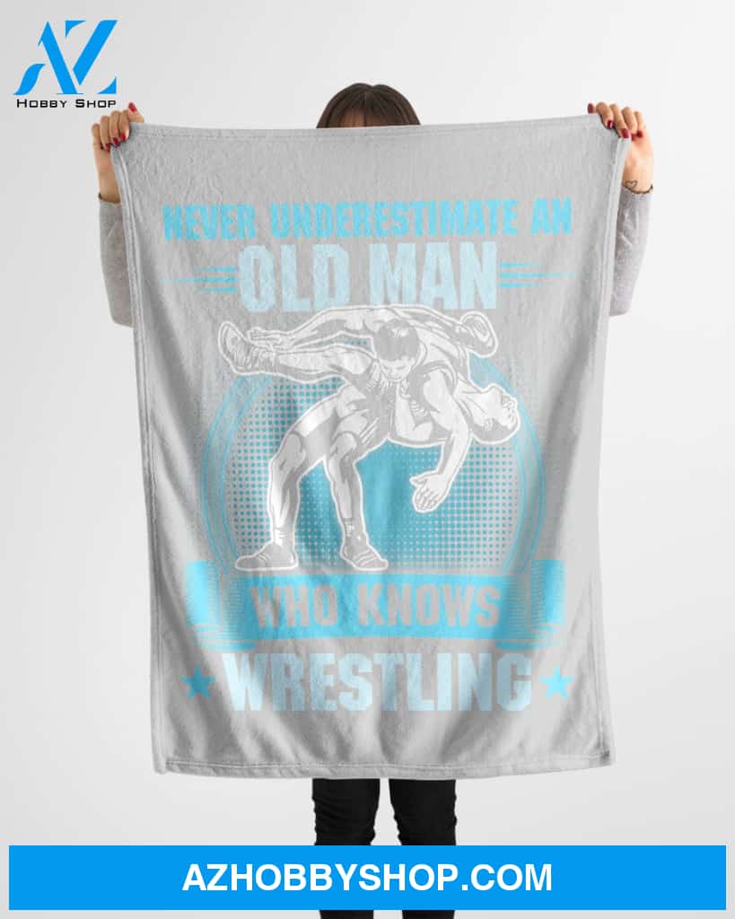 Old Man Wrestling Fleece Blanket Home Decor Bedding Couch Sofa Soft And Comfy Cozy Wrestling Lovers Gift, Gift For Friend Family