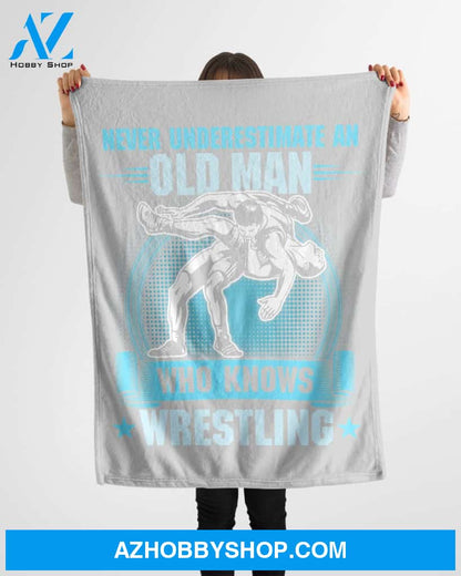 Old Man Wrestling Fleece Blanket Home Decor Bedding Couch Sofa Soft And Comfy Cozy Wrestling Lovers Gift, Gift For Friend Family