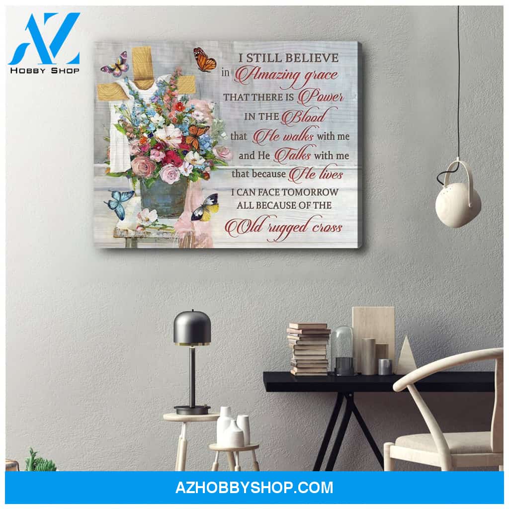 Old Rugged Cross Butterfly Canvas Wall Art, Wall Decor Visual Art