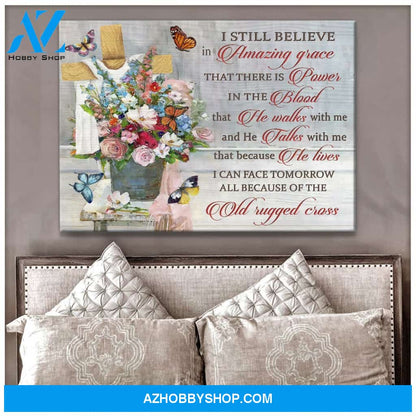 Old Rugged Cross Butterfly Canvas Wall Art, Wall Decor Visual Art
