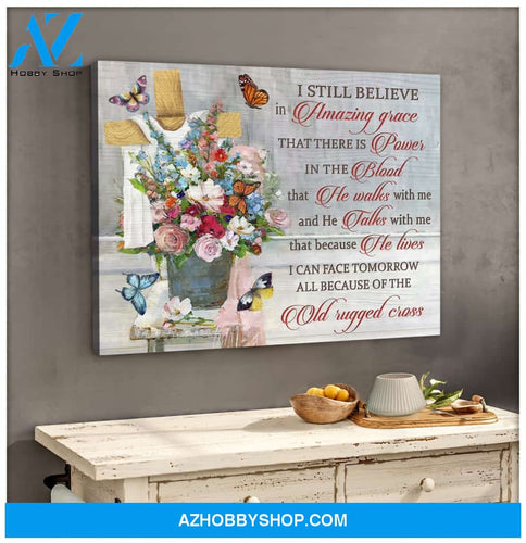 Old Rugged Cross Butterfly Canvas Wall Art, Wall Decor Visual Art