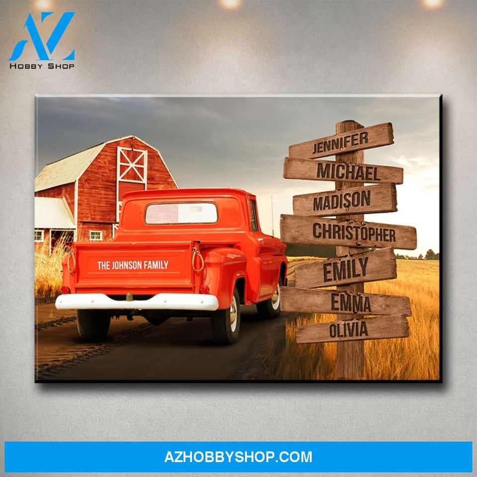 Old Truck Barn Multi-Names Premium Canvas