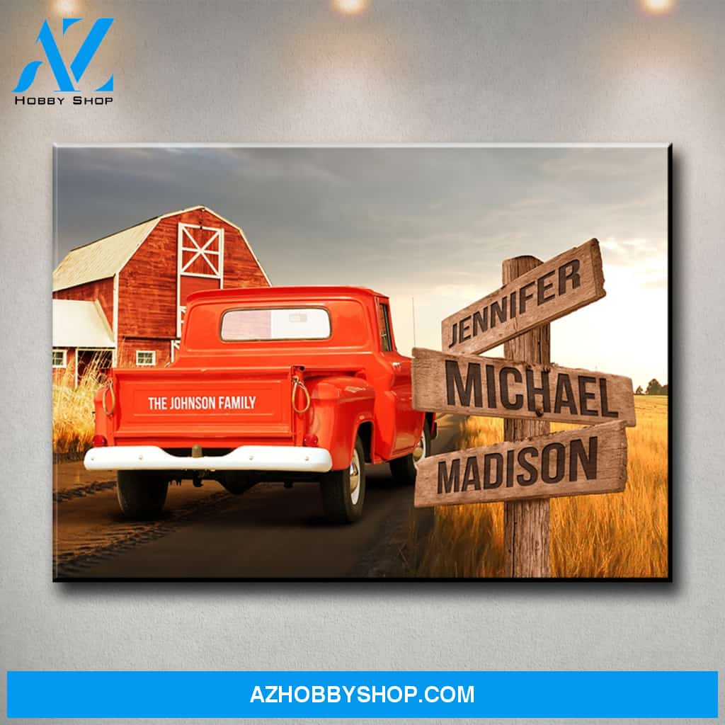 Old Truck Barn Multi-Names Premium Canvas