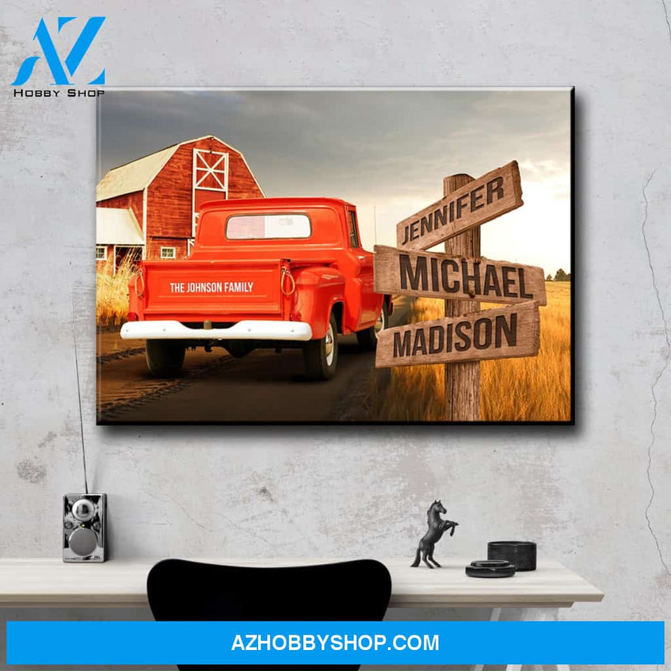 Old Truck Barn Multi-Names Premium Canvas