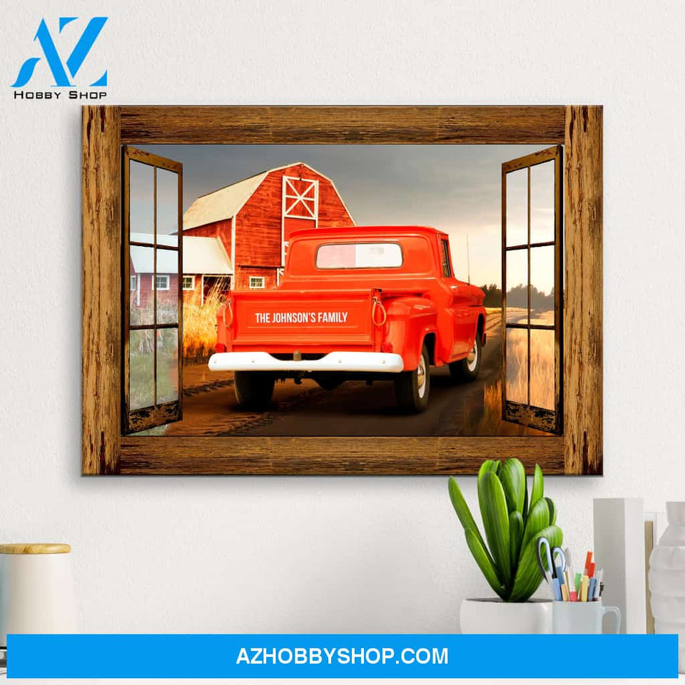 Old Truck Barn Window Premium Canvas