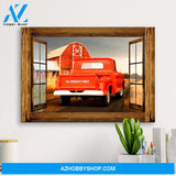Old Truck Barn Window Premium Canvas