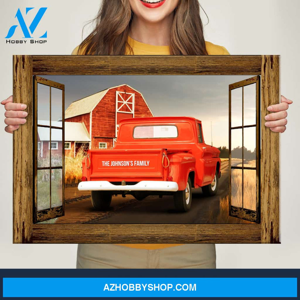 Old Truck Barn Window Premium Canvas