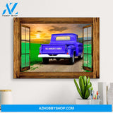 Old Truck Farm Window Premium Canvas