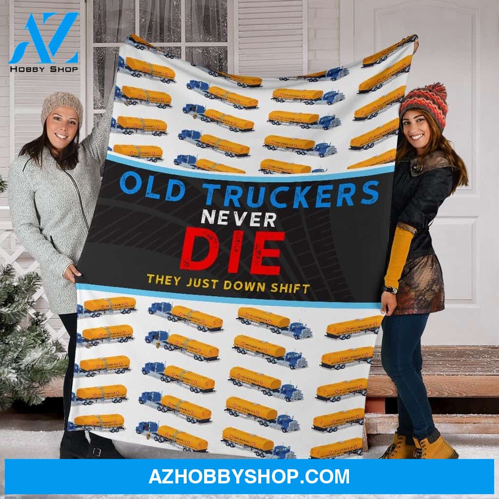 Old Truckers Never Die Fleece Blanket