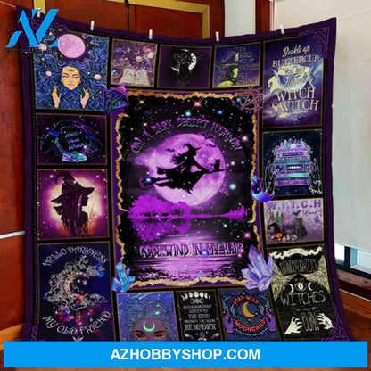 On A Dark Desert Highway Witch Halloween Fleece Blanket - Quilt Blanket
