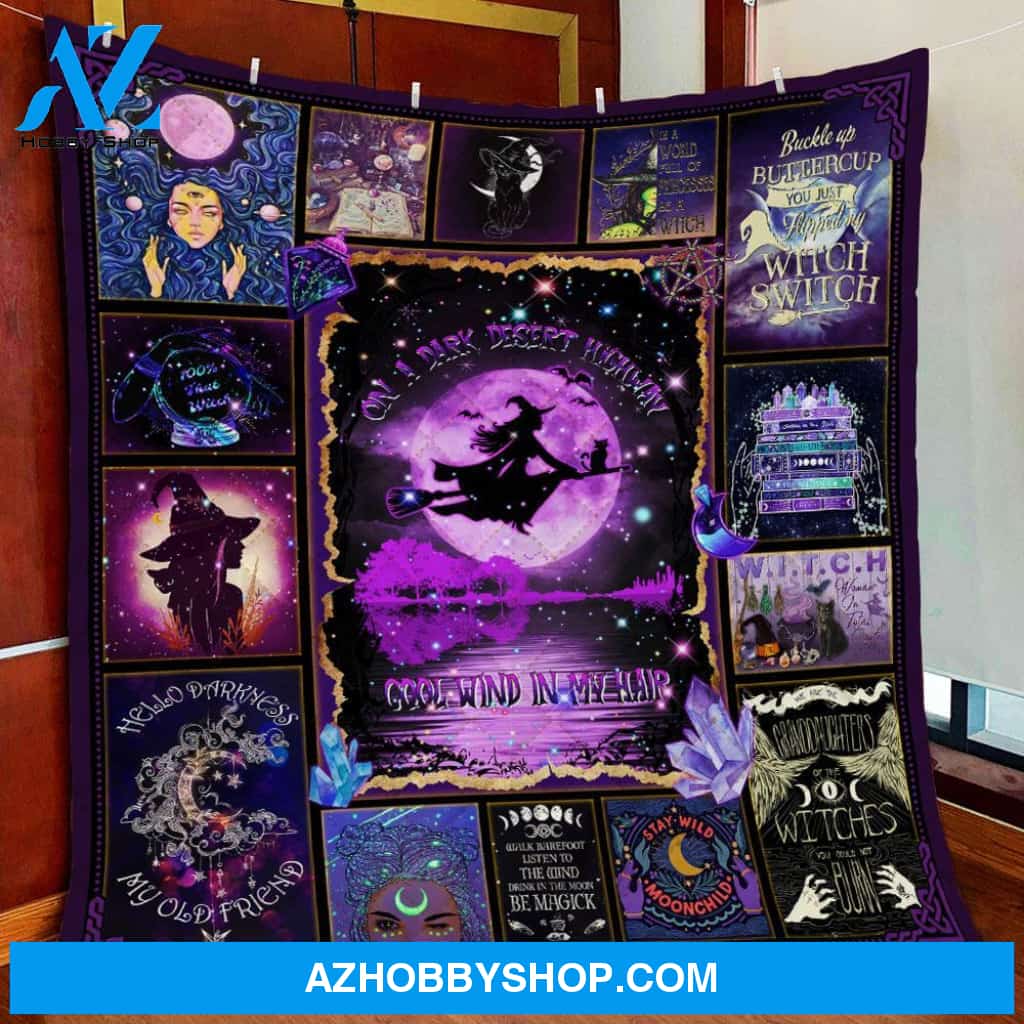 On A Dark Desert Highway Witch Halloween Fleece Blanket - Sherpa Blanket