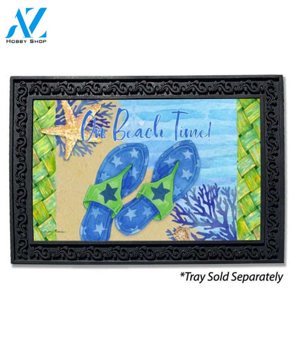 On Beach Time Flip Flops Doormat - 18" x 30"