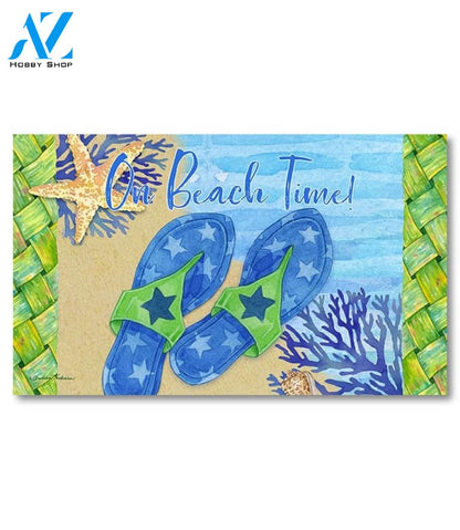 On Beach Time Flip Flops Doormat - 18" x 30"