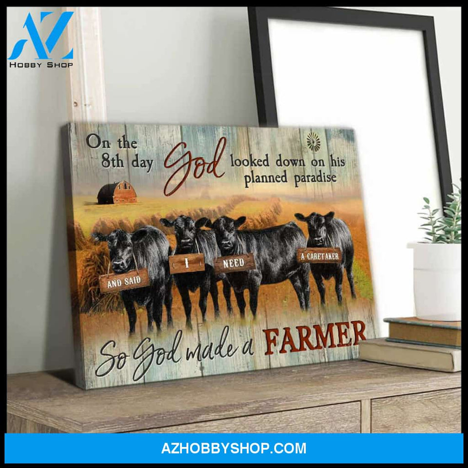 On the 8th day Farm Angus Cows Canvas Wall Art Decor
