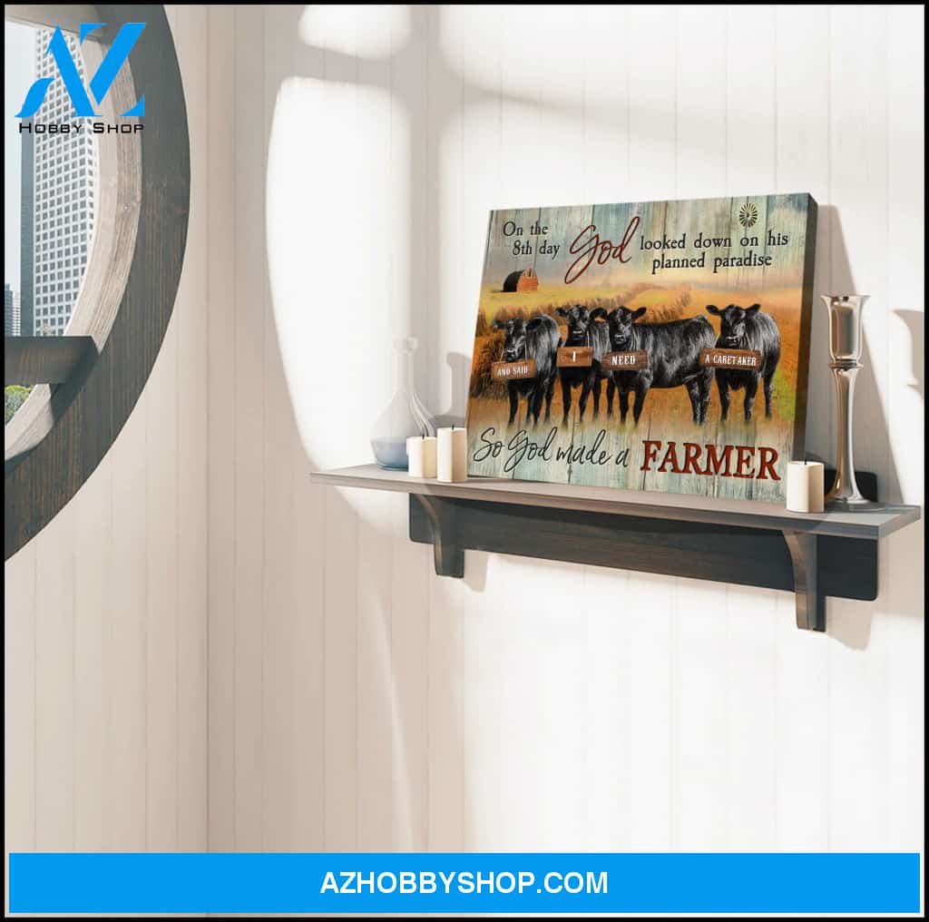 On the 8th day Farm Angus Cows Canvas Wall Art Decor