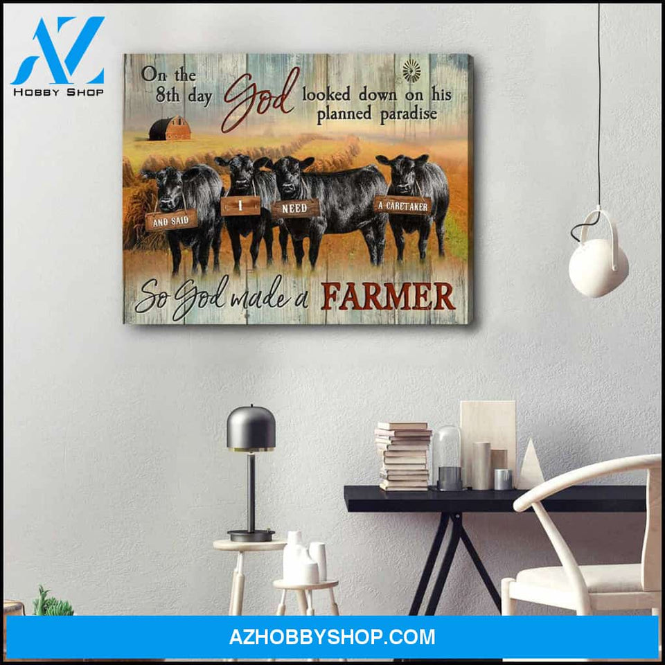 On the 8th day Farm Angus Cows Canvas Wall Art Decor