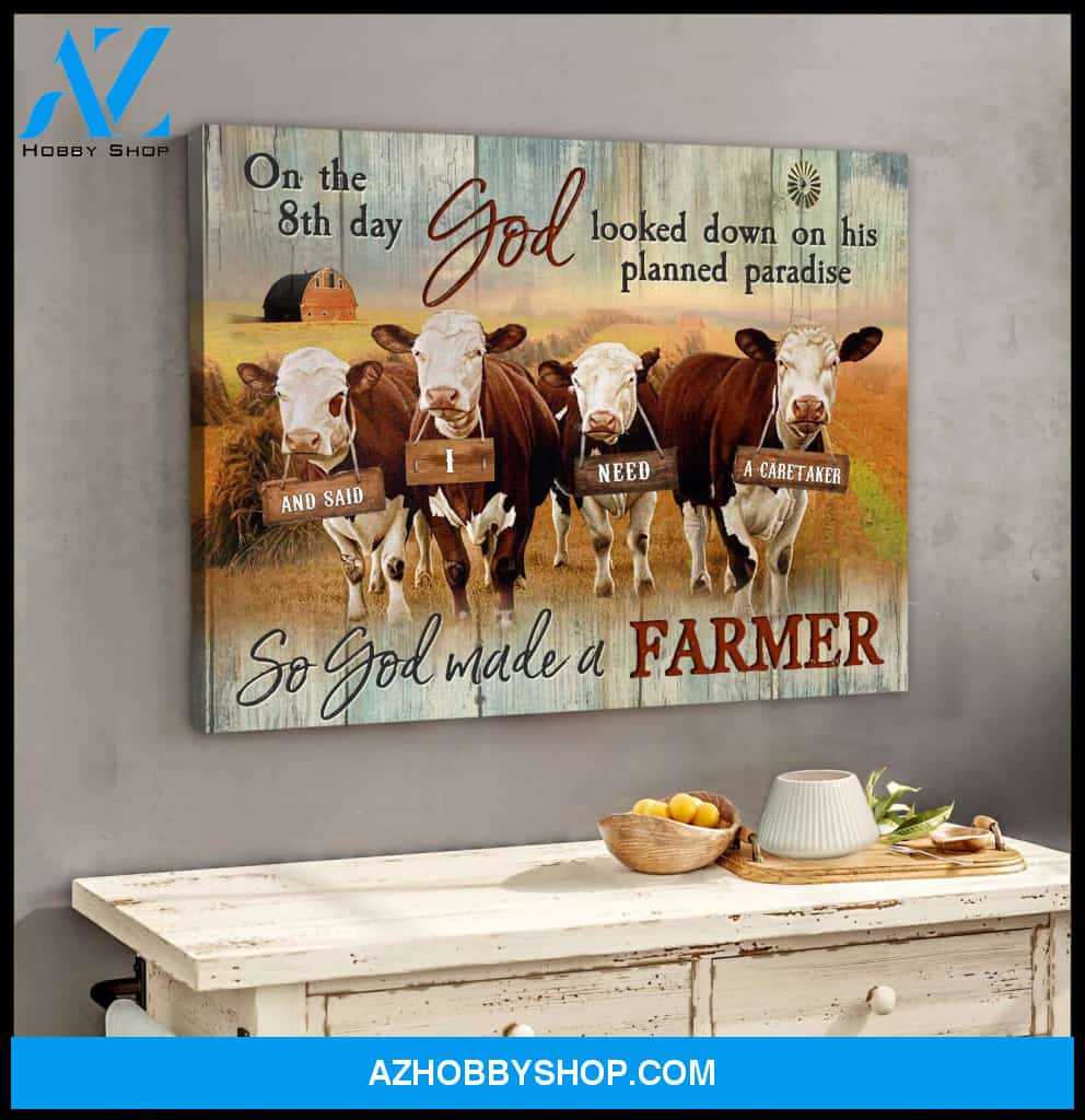 On the 8th day Farm Hereford Cows Canvas Wall Art Decor
