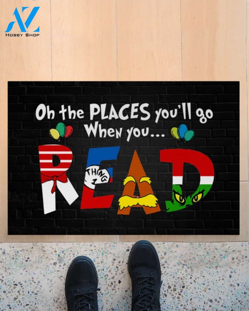 On The Places You'll Go When You Read Doormat Welcome Mat Housewarming Gift Home Decor Funny Doormat Gift For Book Lovers