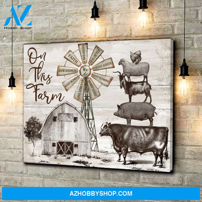 On this farm Cattle Farmhouse Farm Canvas Wall Art Decor