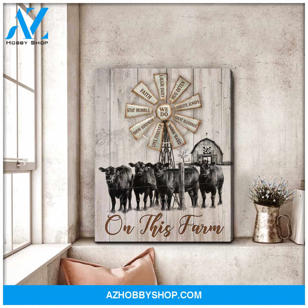 On This Farm Cow and Farm Canvas Wall Art Decor