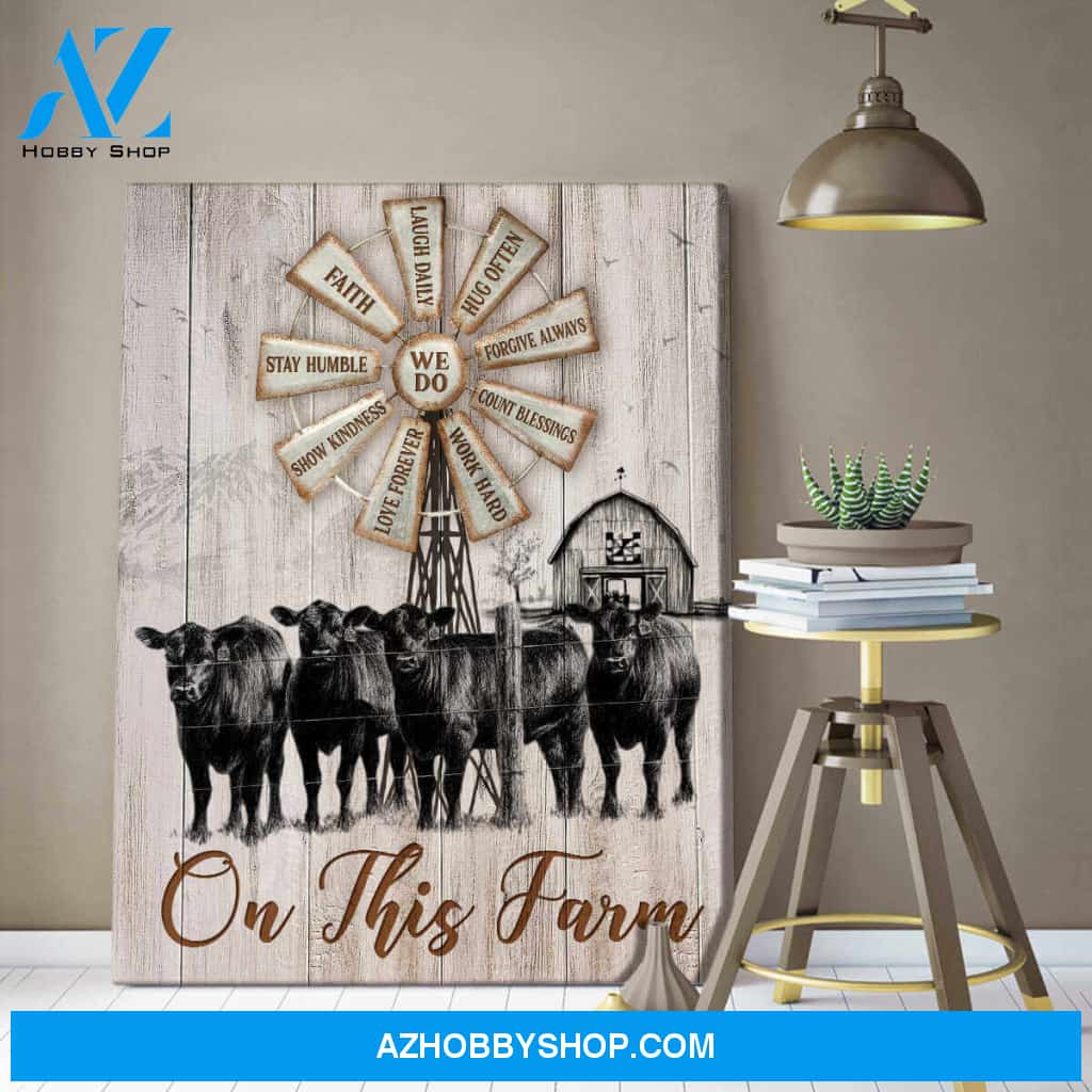 On This Farm Cow and Farm Canvas Wall Art Decor