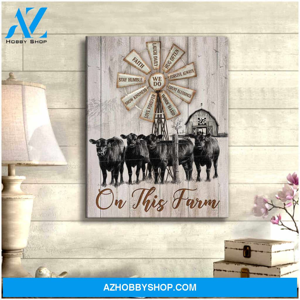 On This Farm Cow and Farm Canvas Wall Art Decor