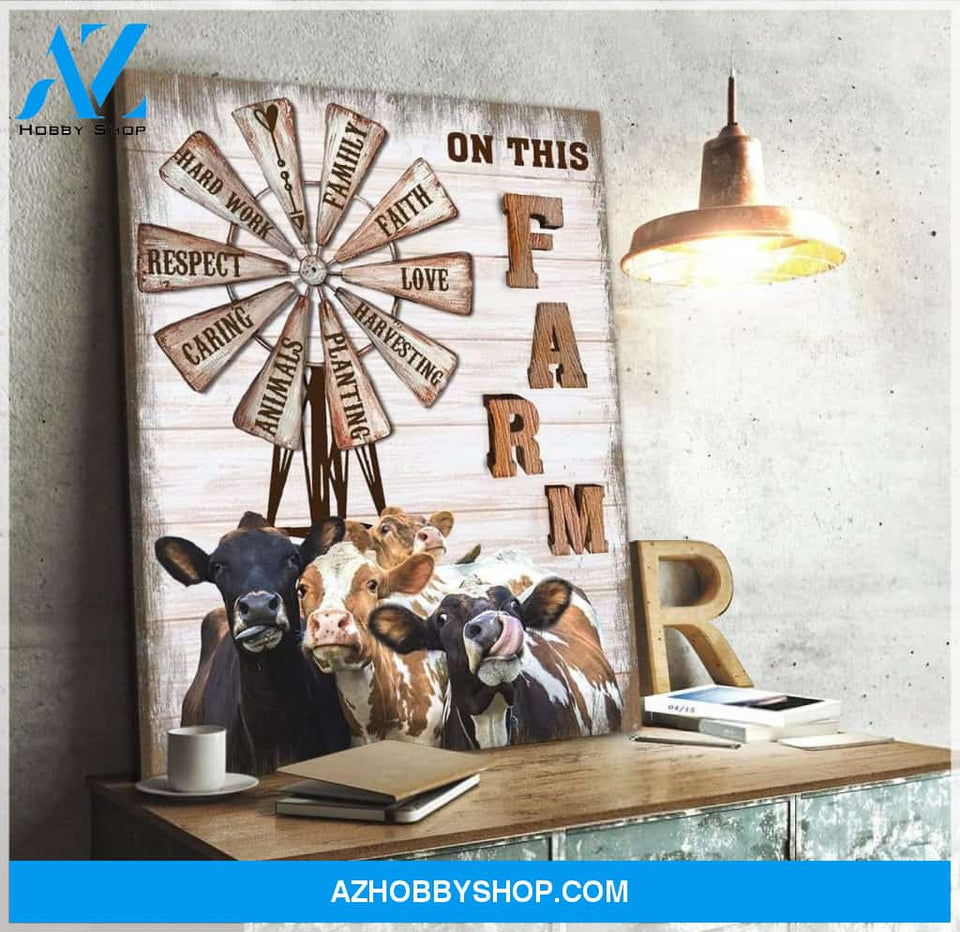 On This Farm Cow Premium Canvas Wall Art, Wall Decor Visual Art