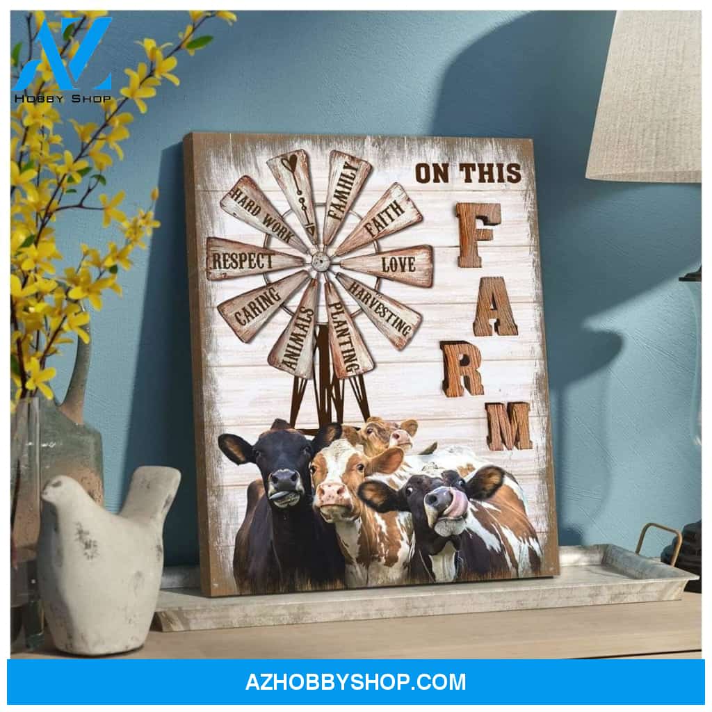 On This Farm Cow Premium Canvas Wall Art, Wall Decor Visual Art