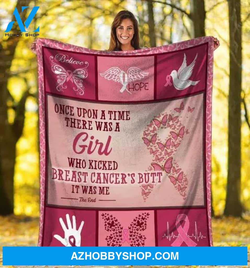 Once Upon A Time There Was A Girl Breast Cancer Awareness Pink Ribbon Throw Blanket