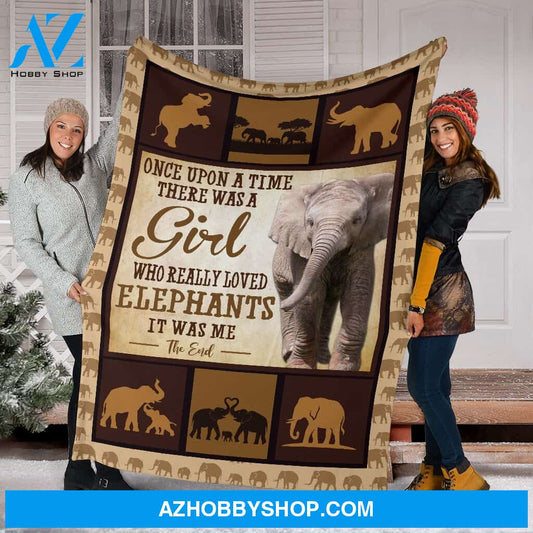 Once Upon A Time There Was A Girl Elephants Fleece Blanket