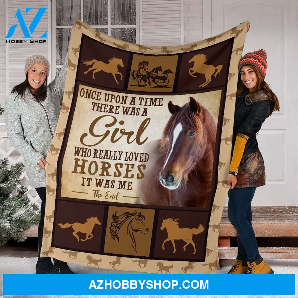 Once Upon A Time There Was A Girl Horses Fleece Blanket