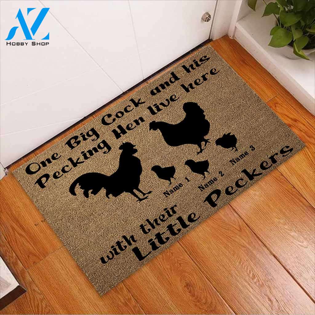 One Big Cock - Chicken Personalized Coir Pattern Print Doormat