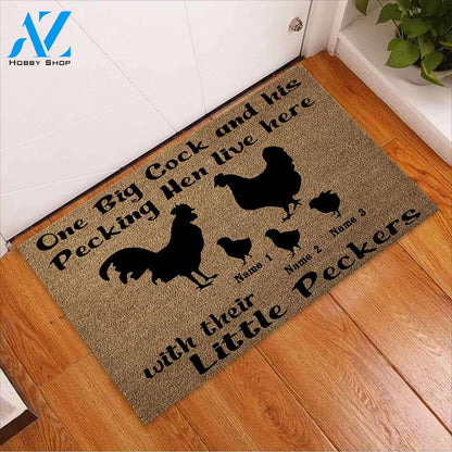 One Big Cock - Chicken Personalized Coir Pattern Print Doormat