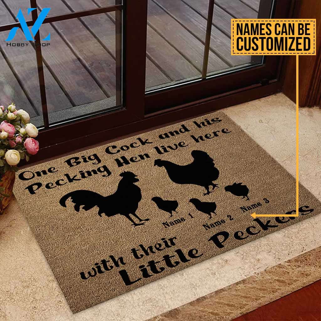 One Big Cock - Chicken Personalized Coir Pattern Print Doormat