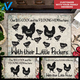 One Bigcock And His Pecking Hen Live Here All Over Printing Doormat | Welcome Mat | House Warming Gift