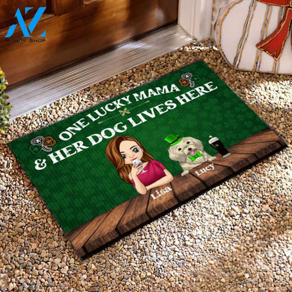 One Lucky Mama And Her Dogs Live Here - Personalized Doormat