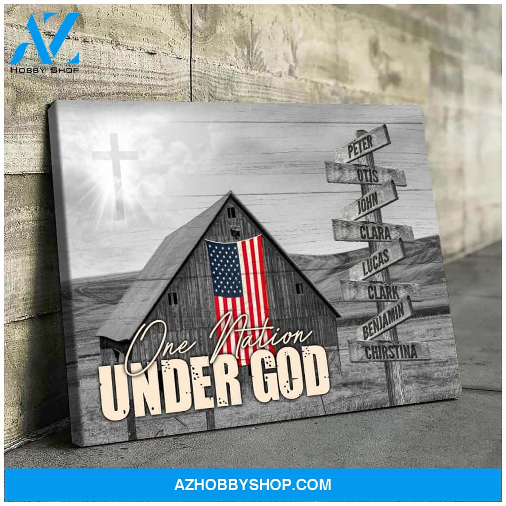 One nation under god family multi names - Personalized Canvas
