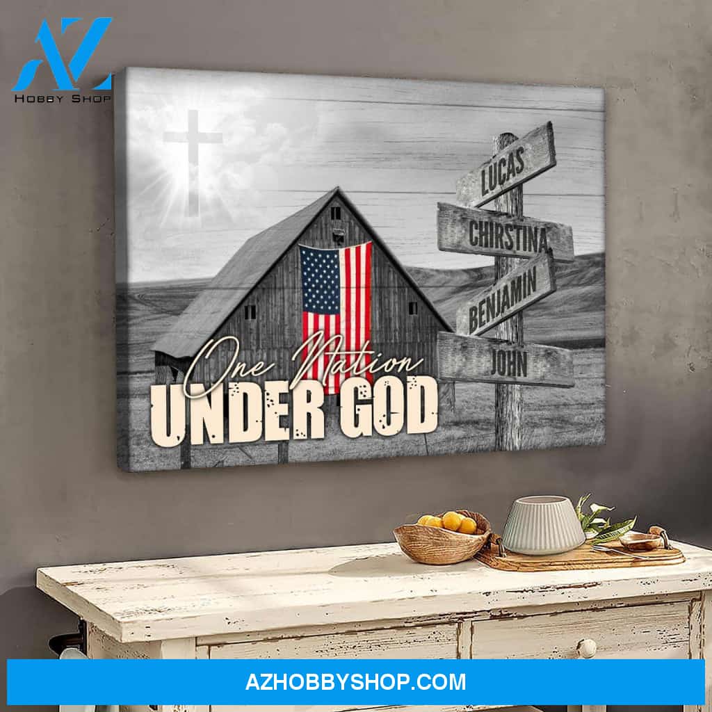 One nation under god family multi names - Personalized Canvas